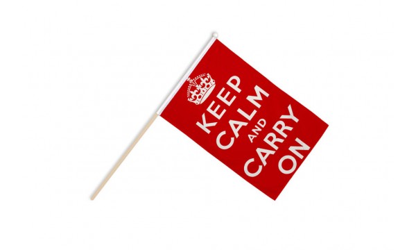 Keep Calm And Carry On (Red) Hand Flags